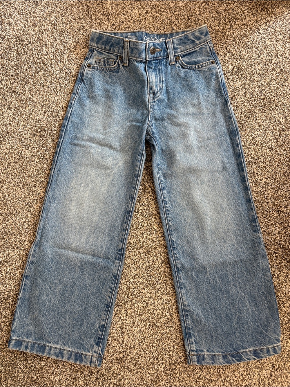 Cat & Jack Girls Light Blue Relaxed Wide-Leg Jeans